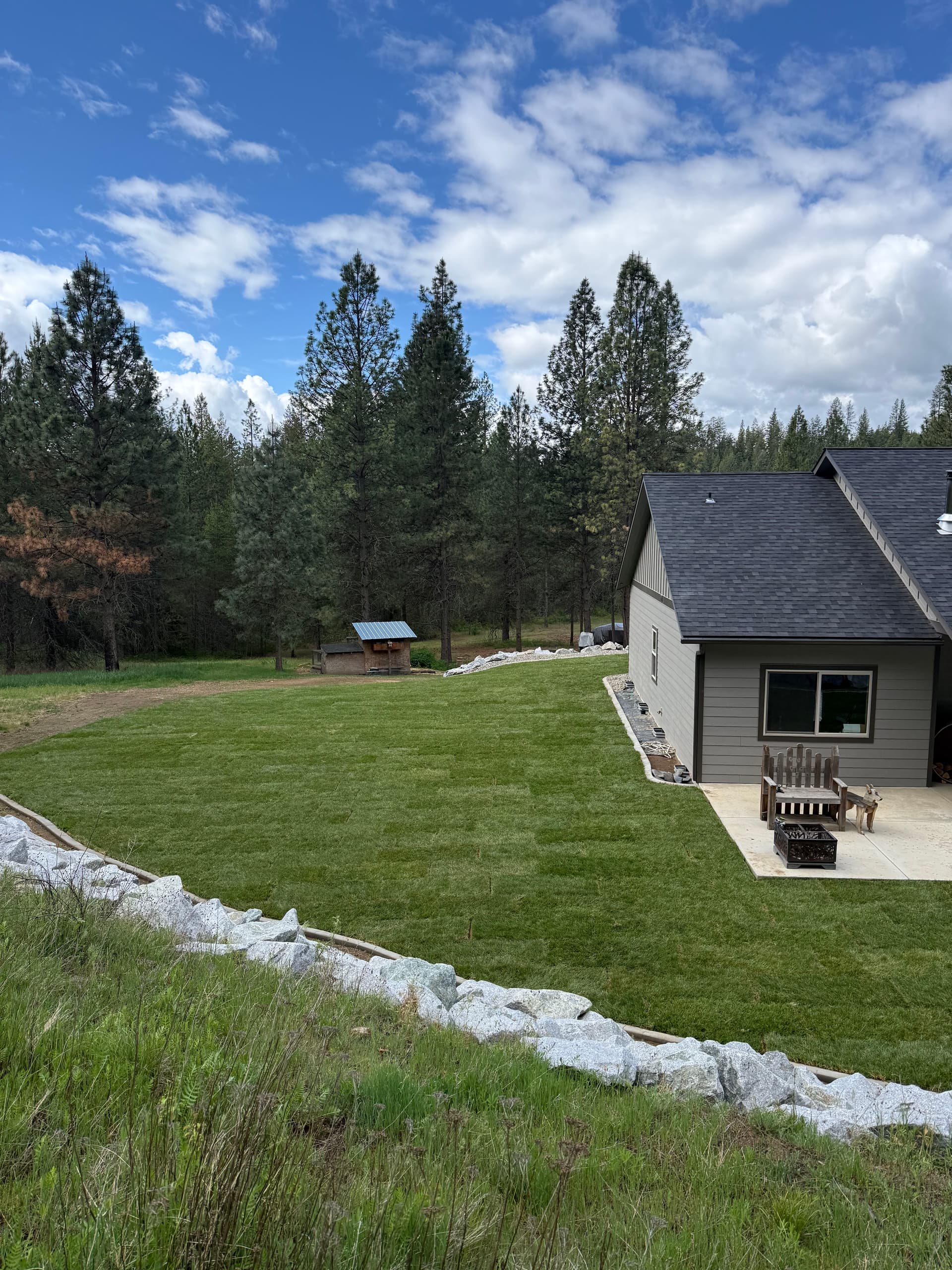 Gallery photos for Fresh Sod and Boulder Walls Give This Yard a Clean Finished Look: Image #1